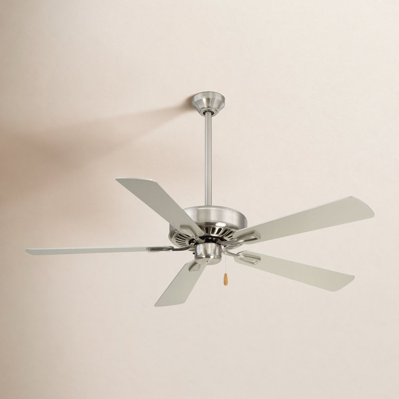 52" Contractor 5 - Blade Standard Ceiling Fan with Pull Chain, Brushed Nickel with Silver Blade