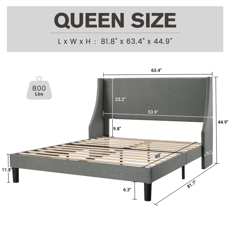 Bowdoin Upholstered Wingback Platform Bed | Modern Style
