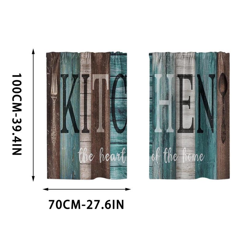 Kbndieu 2D Printed Kitchen Curtain Short Panels Washable Decorative Window Curtains for Kitchen