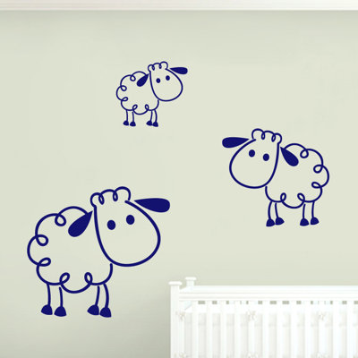 Ensemble de 3 décalcomanies murales pour moutons