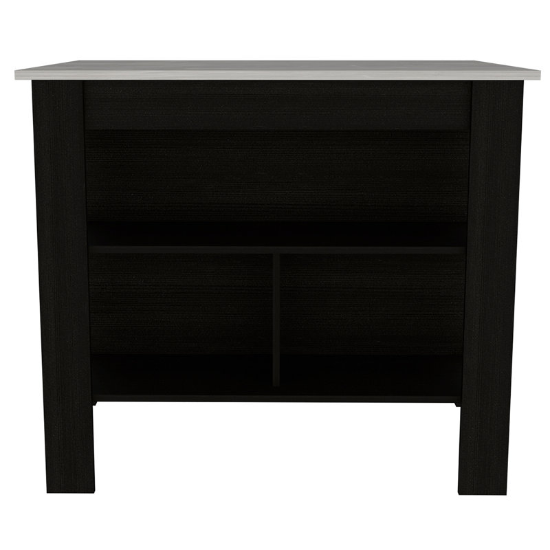 Rockaway 3-Shelf Kitchen Island And Ibiza Marble, Black