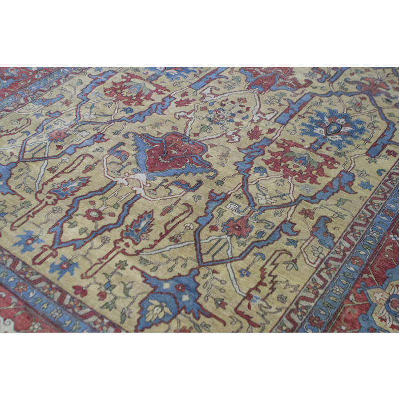 Wool Oriental Area Rug in Gold/Rust, Rectangle 8'10" x 11'9"