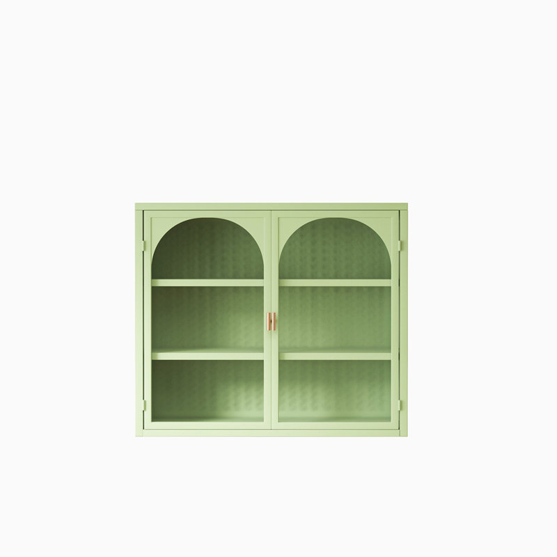 Armoire murale moderne 27,56 po à deux portes en verre avec rangement à trois niveaux pour le vestibule, la salle à manger, l'armoire murale au motif tissé caractéristique