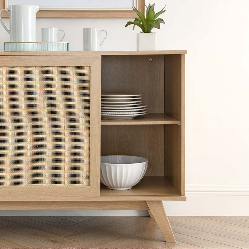 Soma 40" Oak Rattan Weave Accent Cabinet