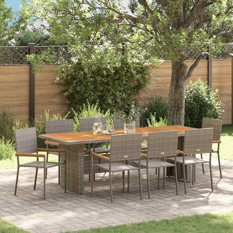8 - Person Acacia Patio Dining Set with Rectangular Table
