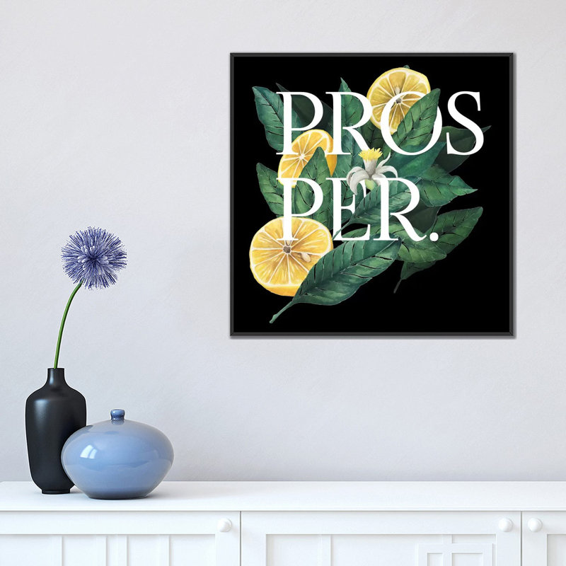 « prospér & prospére i », impression sur toile, H 18 po x l 18 po x P 1,5 po, Toile avec cadre noir, Pas de tapis