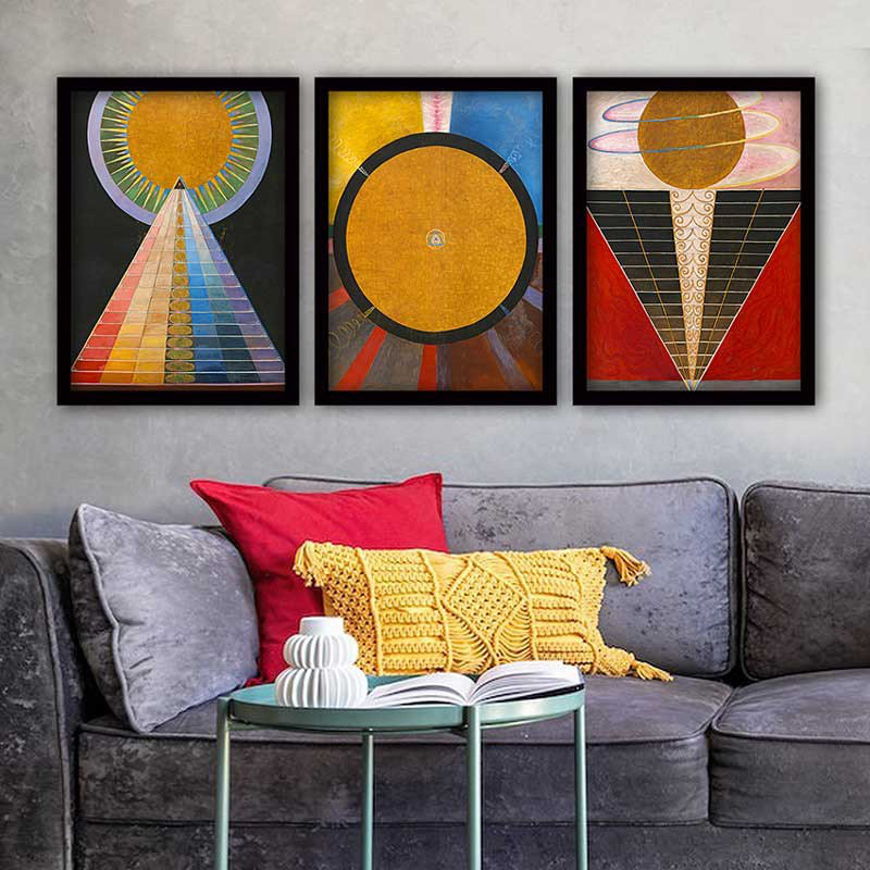 Elegant Decorative Framed Painting Set (3 Pieces), 13.8 x 17.7 inches Each | 100% Wooden with 100% Polystyrene Frame (Thickness: 0.8 inches) | UV Digital Printing, Perfect for Living Room & Home Décor