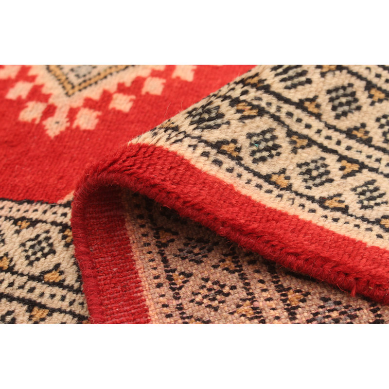 Tapis de la surface en laine rouge/brune 5 pi 8 po x 8 pi 1 po one-of-kind à la main-noué la 2010 Bokhara