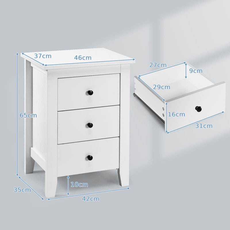46cm W Particle Board Bedside Table
