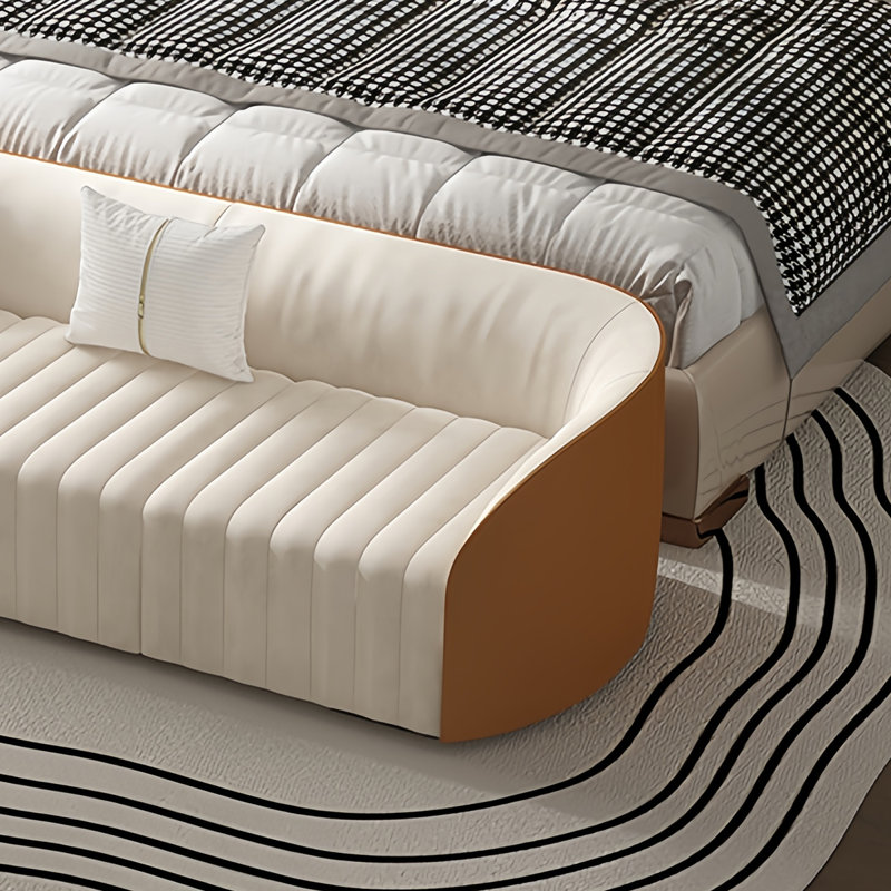 Banc de rangement élégant pour fin de lit, Blanc cassé, Brun