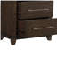 Style moderne, table de chevet 1pc, 2 tiroirs, meubles en bois brun foncé aspect moderne