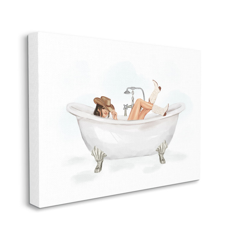 Cowgirl dans la baignoire par Ziwei Li, H 36 po x l 48 po x P 1,5 po