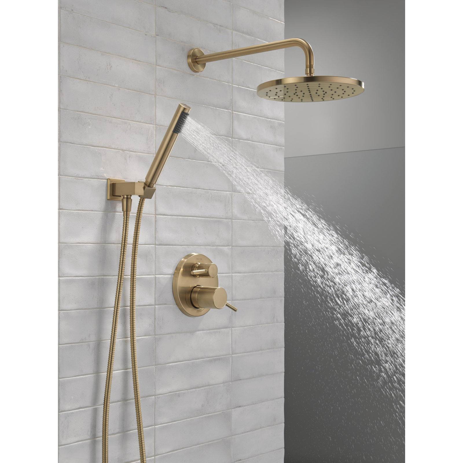 Raincan Round Shower System with Handheld Spray, Champagne Bronze