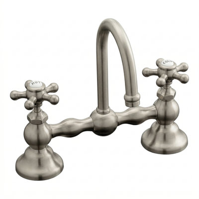 Deck 2-handle Bathroom Faucet with Drain Assembly