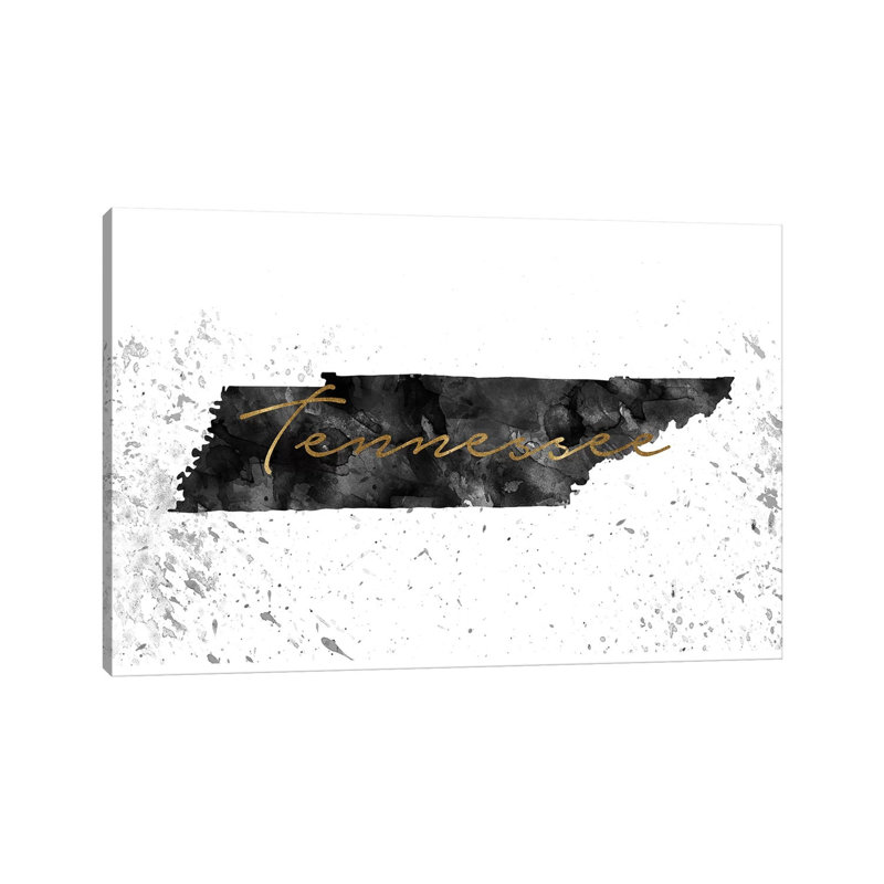 Vermont - Or noir et blanc par Walldecoraddict - Toile tendue avec châssis sur toile, H 12 po x l 18 po x 1,5 po, Tennessee