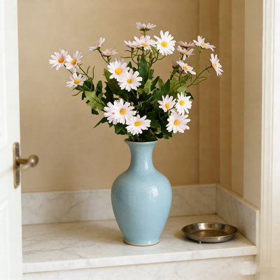 3 Pcs Artificial Daisy Flowers, for inside Faux Daisy Bouquet Arrangement, for Spring Summer Garden Porch Window Box Planter Front Door Patio Balcony Decor