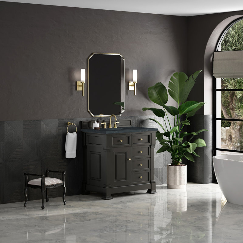Brookfield 36'' W Single Vanity, Black Onyx, Charcoal Soapstone, Widespread