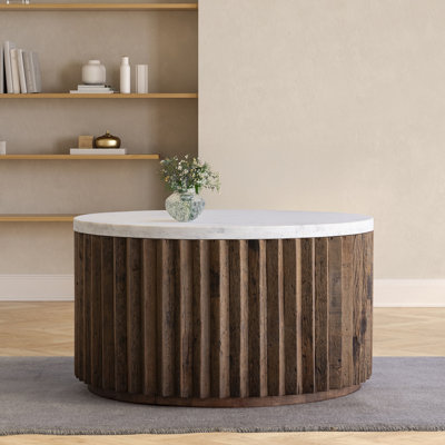 Table basse en bois naturel de 31 po de diamètre