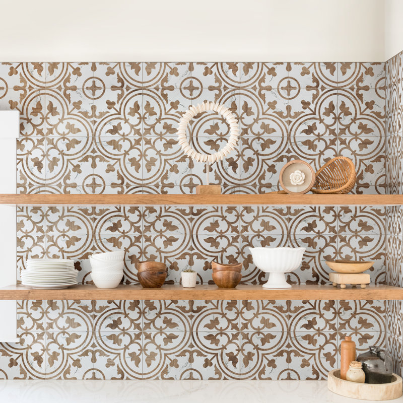 Llama Arte Loire 10" x 10" Porcelain Patterned Wall & Floor Tile, Noce