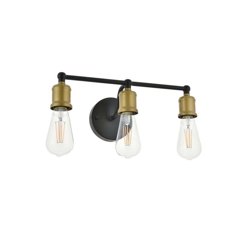 Applique à bras à intensité variable Sumas, H 5,6 po x l 15,4 po x P 15,4 po, Noir/laiton, 3 lumières