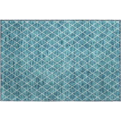 Premium Machine Washable Prisco Teal Rug