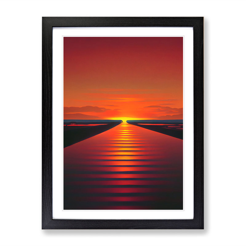 Boundless Sunset View - Wall Art, Black Framed, 36cm H x 27cm W x 2cm D, White