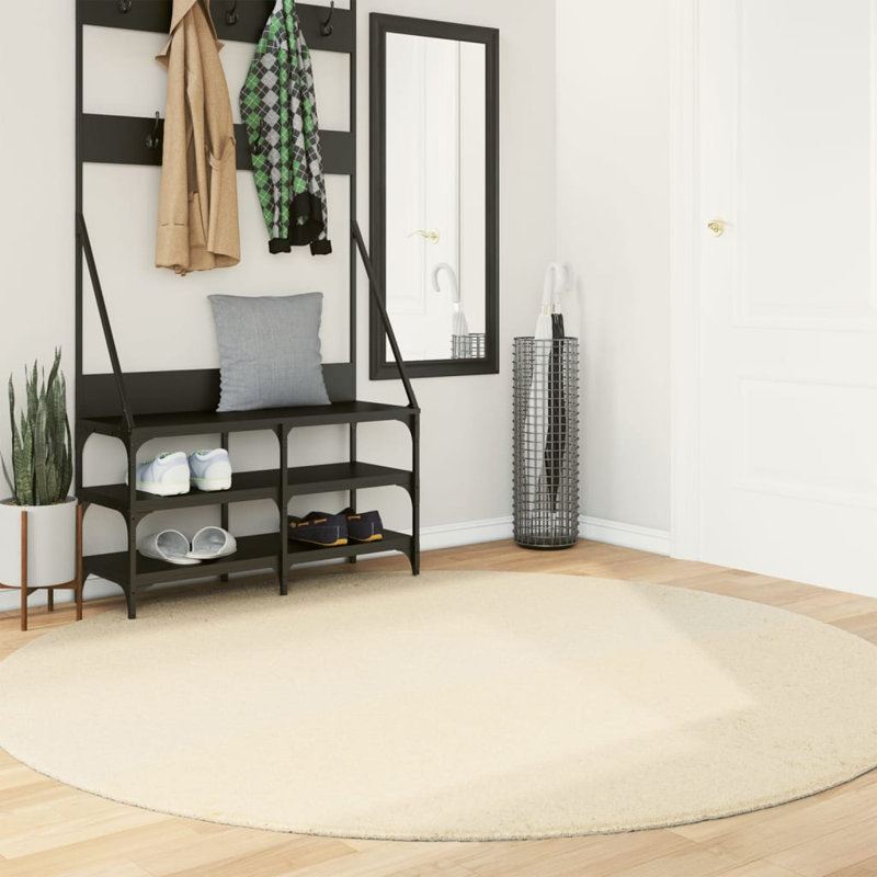 Rug "HUARTE" Short Pile Soft and Washable Cream, Round 200cm
