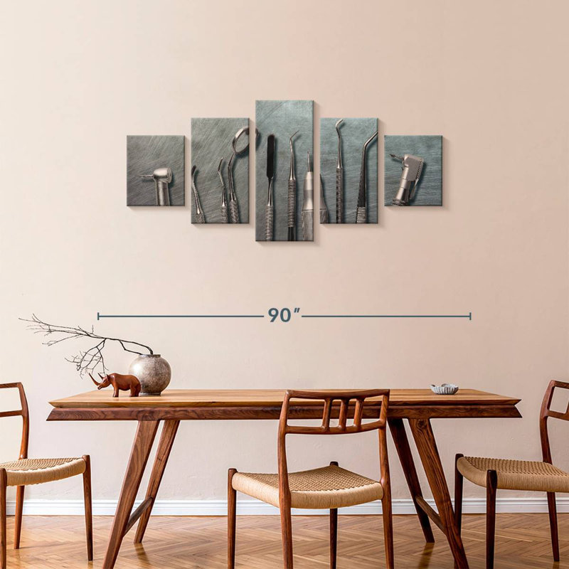 Dentist Silver Tools, 34" H x 74" W