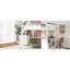 Grand lit mezzanine avec bureau, tablette ouverte et boîte de rangement, couleur blanche - peu encombrant, design, assemblage facile