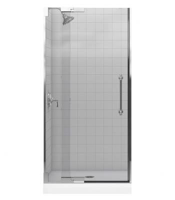 Pinstripe 35.75" x 72.25" Pivot Shower Door, Bright Polished Silver
