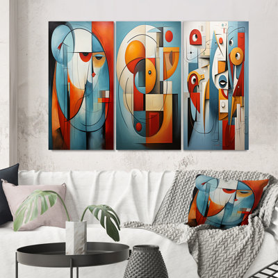 «Cubism Geometric Portrait», 3 pièces sur toile