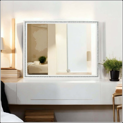 Dresser Mount Mirror with Silver Trim and Beveled Edge