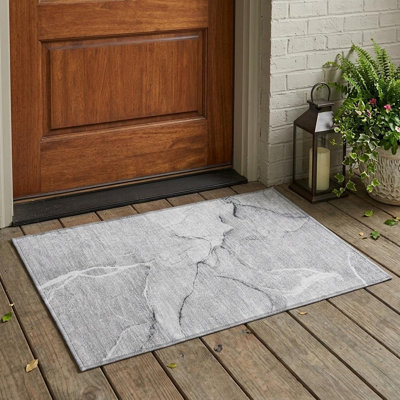Tapis extérieur lavable antidérapant 2 pi x 3 pi gris