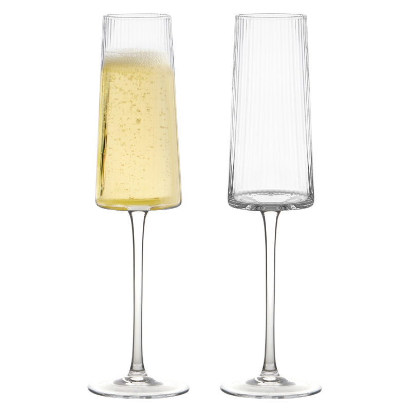 Zoya 8.5oz Ribbed Clear Glass Champagne Flute Set