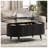 42.5" Oval Lift Top Coffee Table With Storage, Mid Century Modern Black Center Table With Fluted Panel, Solid Wood Legs & Hidden Compartment For Living Room-955694140