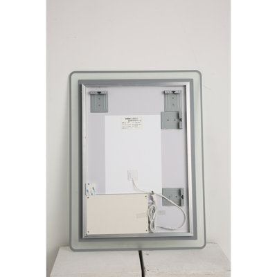 24X40 Inch Wall Mounted Led Bathroom Mirror, , - Fog, 5 Mm Copper Silver Three Colour Changing , Dimmable, Easy Installation, Defogging Feature Makeup Mounted, Function