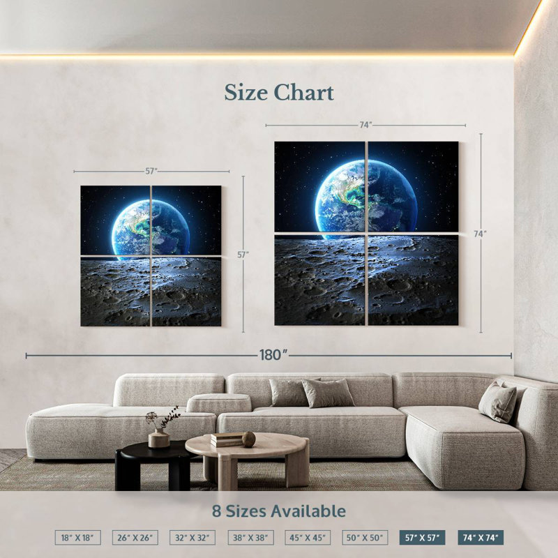 Oberle Earth From Moon, 57" H x 57" W