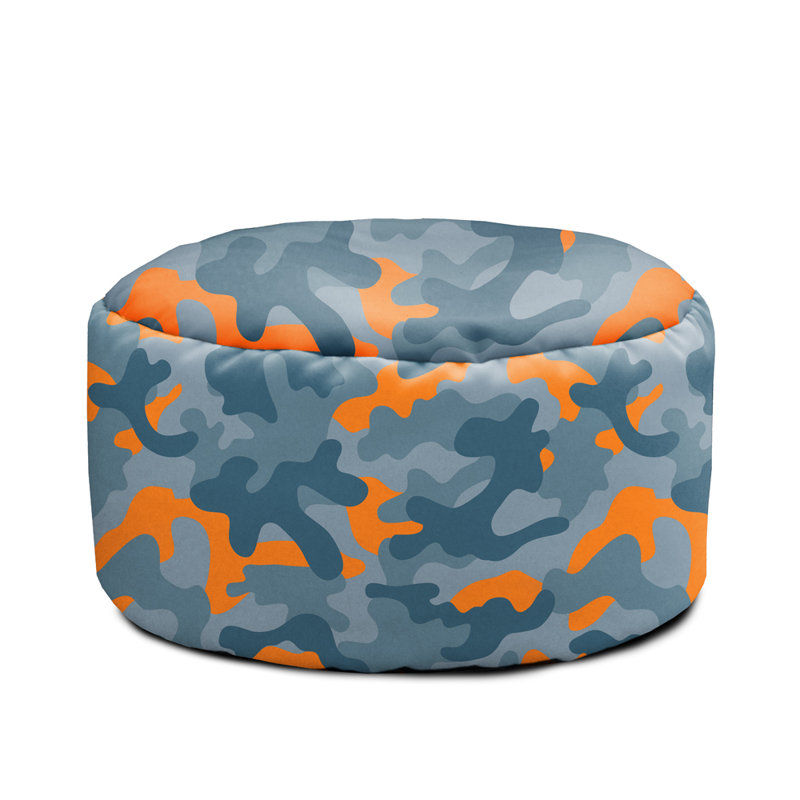 Printed Camouflage Medium Beanbag And Footstool Bundle, Royal Blue/Orange