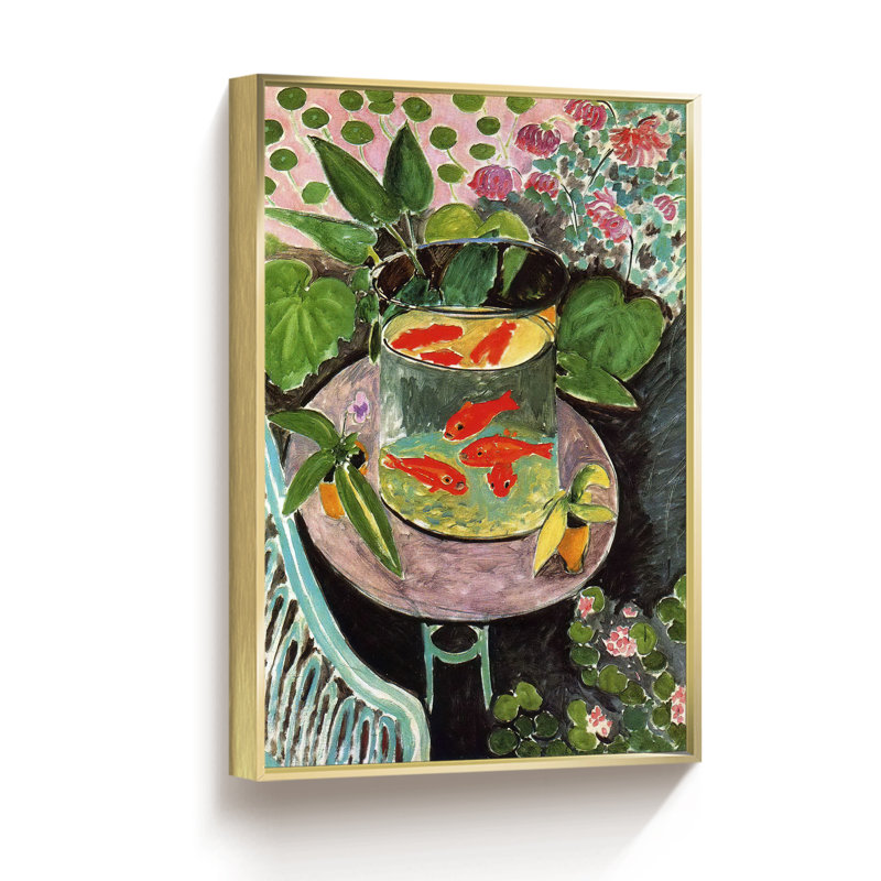 Matisse esthétique abstraite - peinture sur toile, H 24 po x l 16 po x P 1,5 po, Encadrement doré