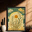 Art mural rétro noir encadré floral soleil - Boho-151651198