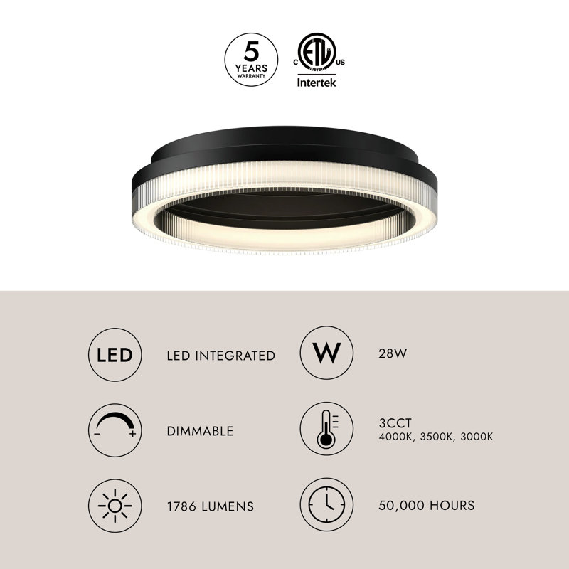 Calix LED Flush Mount, Black