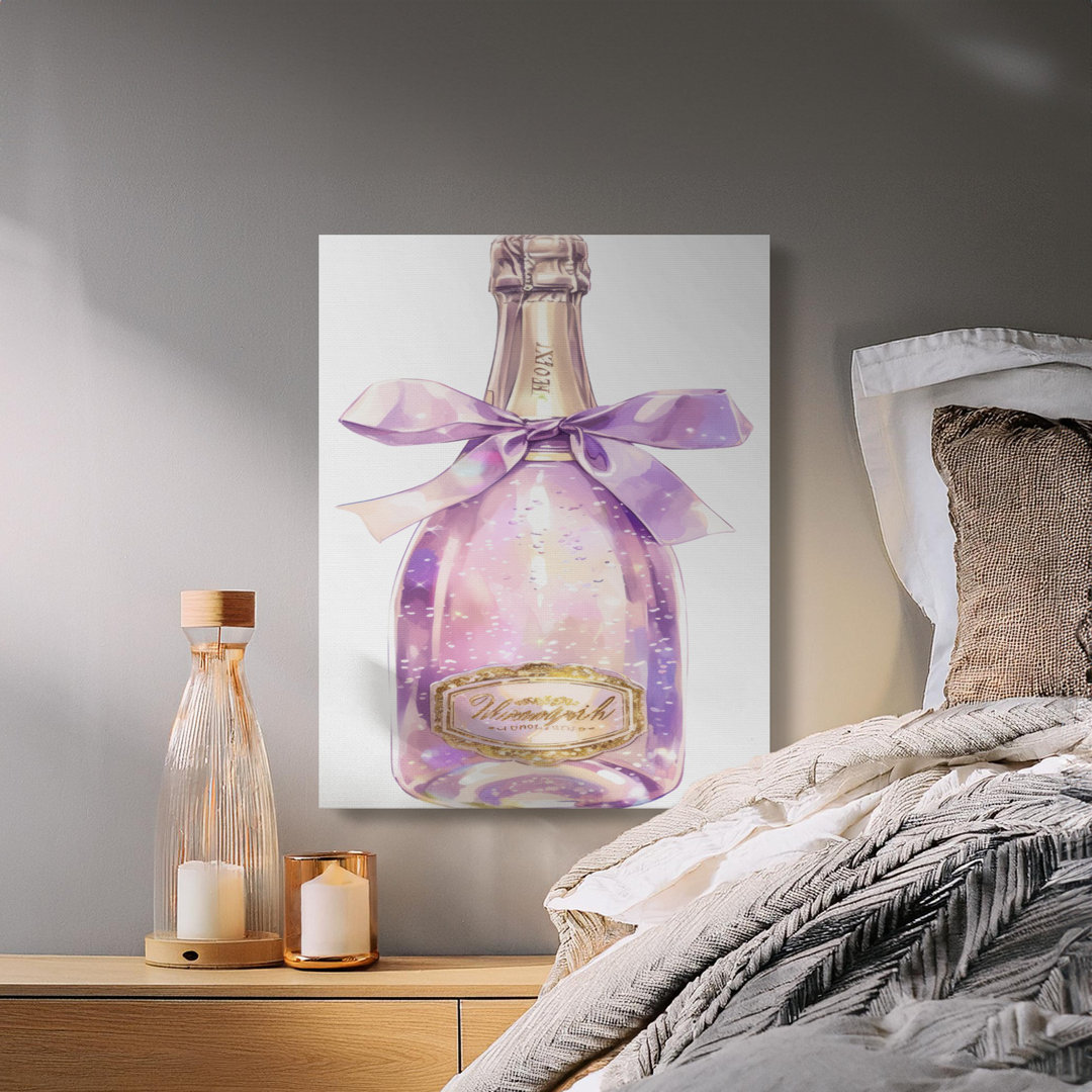 Sparkling Purple Champagne Bottle Canvas Print
