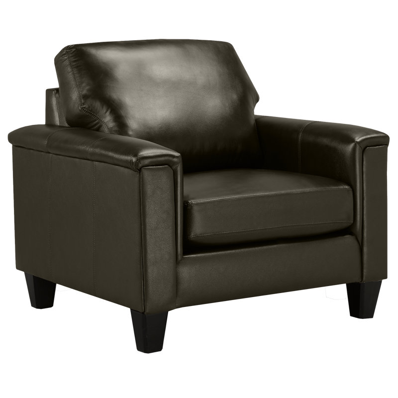 Benson Upholstered Armchair, Charcoal Genuine Leather