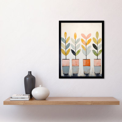 Plant Pots Simple Pastel - Single Picture Frame Print