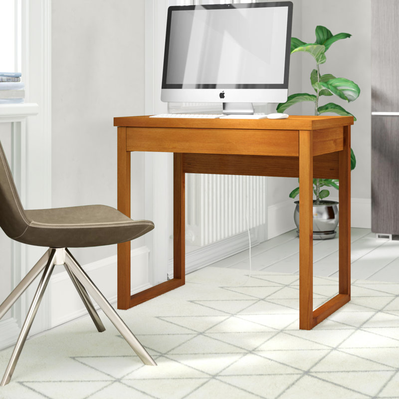 Jess Solid Wood Writing Desk, 75cm H x 80cm W x 54cm D, Oak