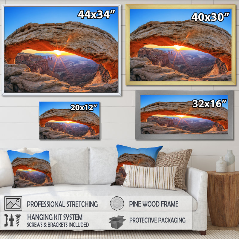 Sunrise Mesa Arch Canyon dans l'Utah, H 12 po x l 20 po x P 1 po, Toile tendue