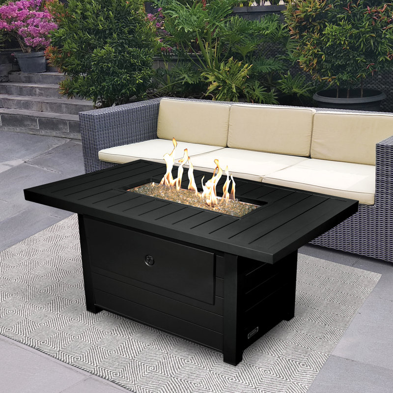 Table de foyer d'extérieur au propane / gaz naturel en aluminium Sunbeam Serenity, Noir
