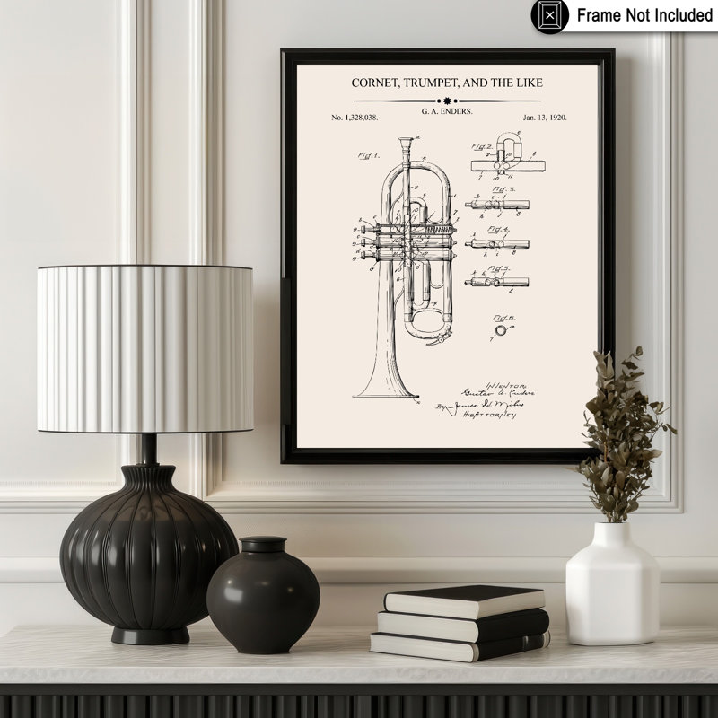 Trompette Blueprint No1, Unframed, Poster, 18"H x 24"W