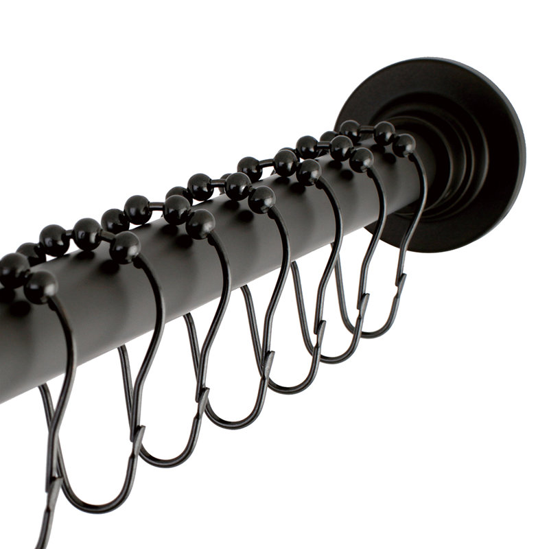 Oil Rubbed Bronze Adjustable Shower Curtain Rod with Roller Ball Rings