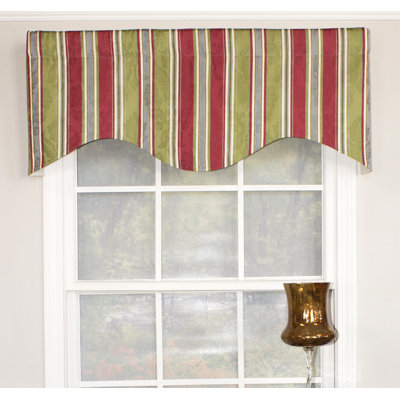 Nigel Florian Stripe Scalloped 50" W Window Valance